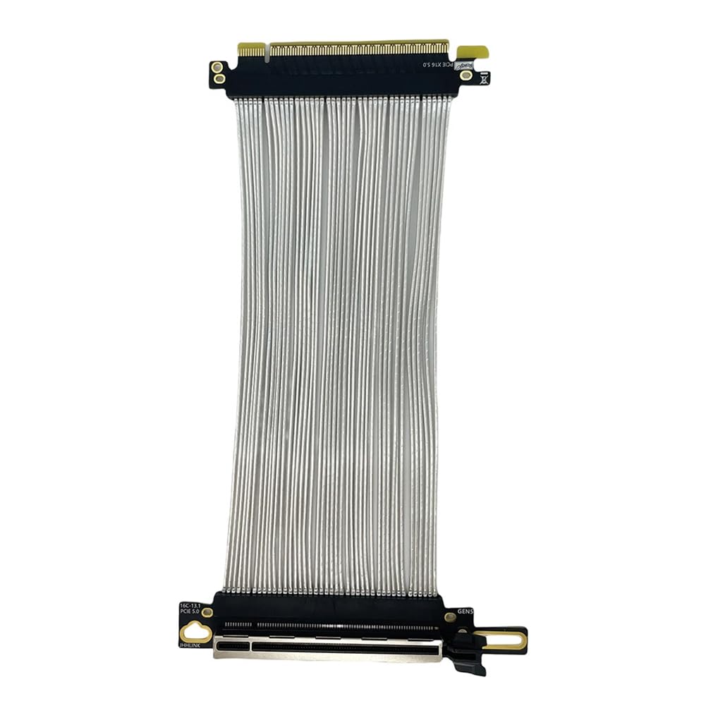 PCIe 5.0 X16 GPU kabel przedłużający karty graficznej PCI-E 5.0 Gen5 64 GB/S posrebrzany kabel 90° kąt prosty kabel riser 10 cm