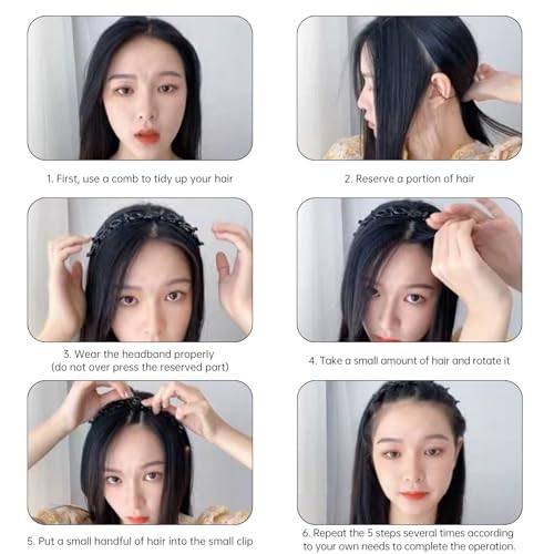 2 Pack Clip Headband,Headband With Clips,Hair Band Headbands,Women Butterfly Hairband,Women's Bands Braided,Girls Hairpin Twist,Bangs Claw Curly,Grip Hairbands Hairstyle,Girls Styling Accessories - Image 5