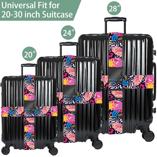 Universe Luggage Straps for Suitcases, Adjustable Luggage Travel Belt to Keep Luggage Security While Travel, Strong Polyester Fabric, Easy-to-Recognize Stylish Design Travel Accessories, 2 Pack3