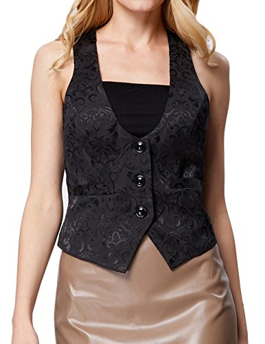 Woman Formal Waistcoats Vest Cropped Blazer Costume(M, Black 677)
