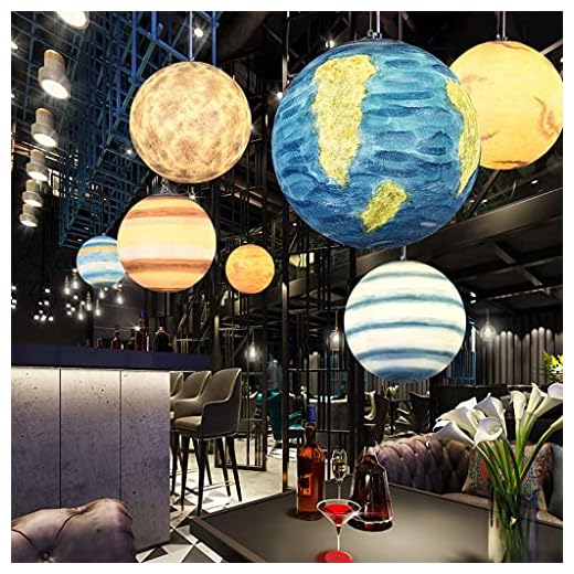 Planet LED taklampa dekoration pendellampa för barnrum köpcentret ljuskrona bar taklampa handmålad ljusarmatur diameter 25 cm – Mars (B)