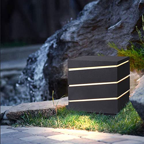 Lámpara de columna cuadrada exterior creativa para poste de cubierta y jardín 7