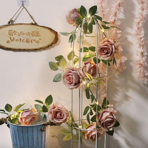 GUOCHENG Ghirlanda di rose vintage da 2 m, con timer, alimentazione a batteria, ghirlanda di rose, decorazione per camera da letto, casa, matrimonio, decorazione da parete GUOCHENG Ghirlanda di rose vintage da 2 m, con timer, alimentazione a batteria, ghirlanda di rose, decorazione per camera da letto, casa, matrimonio, decorazione da parete