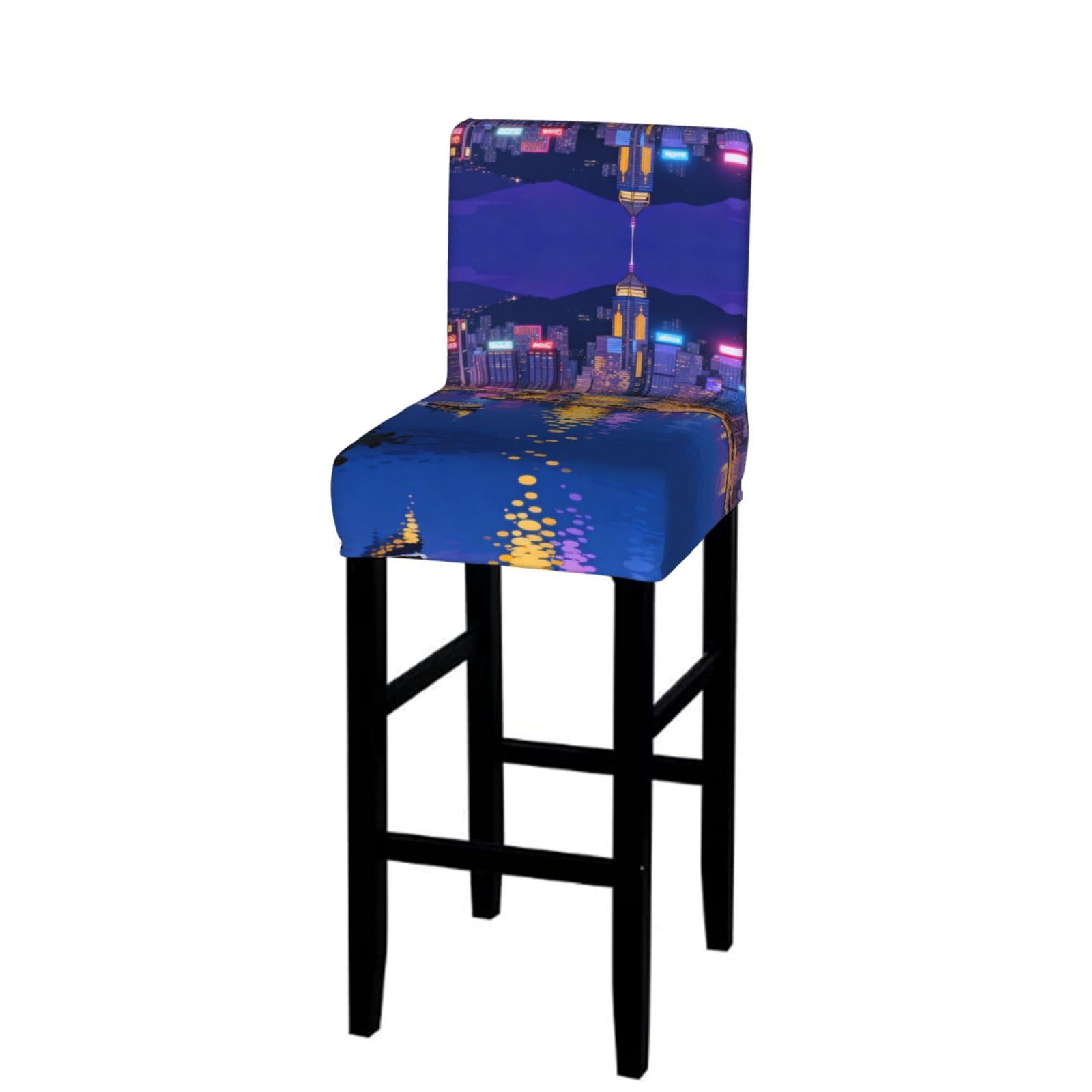 CNTDBU HongKong night Bar Stool Cover-Stretchy Chair Slipcover for Kitchen