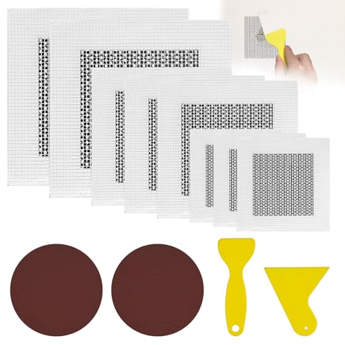 TAIHOBO 8 parches de reparación de pared, kit de reparación de pared autoadhesivo, placa de yeso de 2/4/6 pulgadas con 2 papel de lija y 2 cuchillos de masilla, kit de reparación de parches de pared