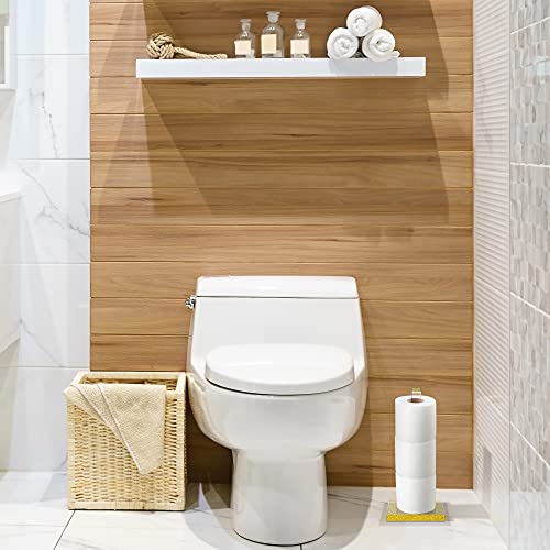 Elavain Elegant Acrylic Paper Towel Holder Countertop & Toilet Paper Stand Holder | Gold Base & Clear Stem | Perfect As Home Decor For Kitchen Or Bathroom | For All Brands Rolls Up To 12.5‘’ High #TOP6