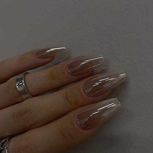 Miniatura 2 de Redykat 24 uñas postizas brillantes a presión tipo ataúd, arte de uñas de calidad de salón, uñas postizas acrílicas extralargas, uñas postizas