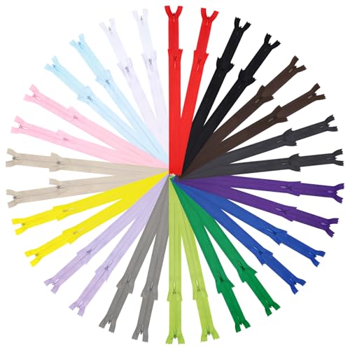 Image of Invisible Zipper, DOITEM 60pcs 8 Inch 12 Inch Invisible Multicolor Nylon Coil Zippers for Sewing and Crafts 15 Colors