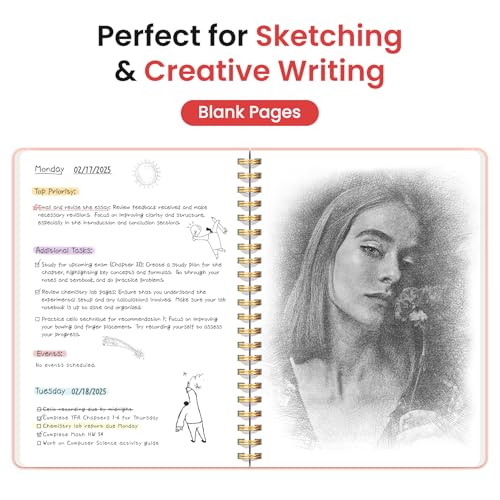 Image of Taja Blank Spiral Journal Notebook for Women & Men, 140 Pages, Sketch Book, Plain Notebook for Drawing & Sketching, Journals for Creative Writing, A5(5.7 inch x 7.9 inch) - Pink