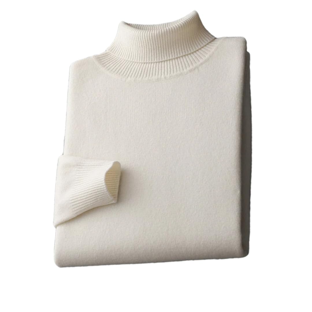 Maglione da uomo in misto lana merino, collo alto, caldo, a maniche lunghe, casual, lavorato a maglia