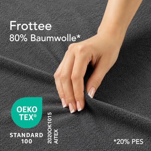 Dreamzie Spannbettlaken 200x200 Anthrazit - Frottee 80% Baumwolle, Oeko-Tex – Ansicht 2