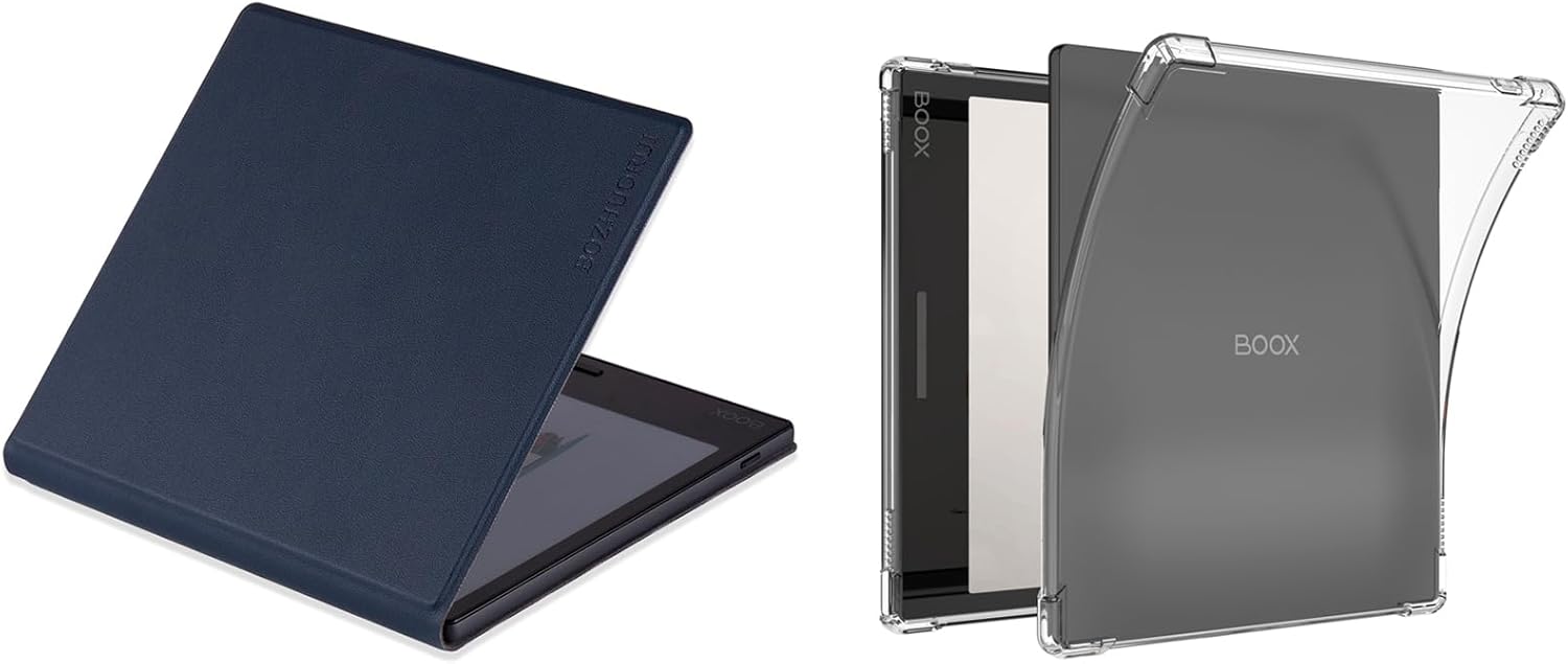 BOZHUORUI Case for 7" Onyx Boox Tablet Go Color 7/Boox Page e-Reader - Magnetic Cover with Auto Sleep/Wake + Lightweight Flexible Soft Back Clear Cover