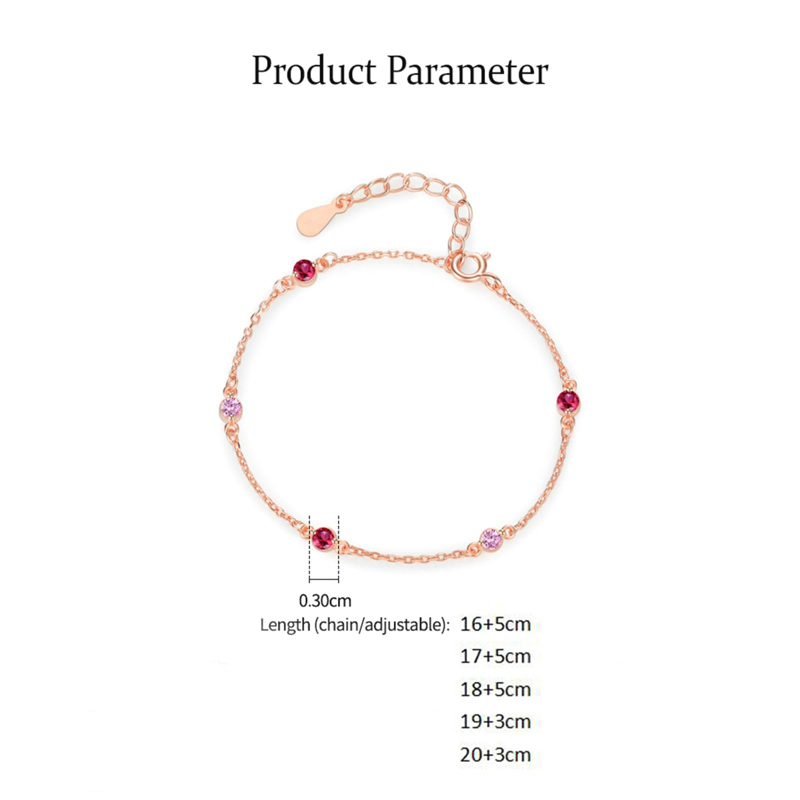 Delicadas pulseras para mujer con zafiro rosa creado y rubí creado, elegantes pulseras de 18 quilates para mujer