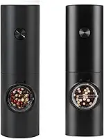 Kit 2 Moedor de Pimenta e Sal Elétrico Profissional Conjunto Moedor de Pimenta do Reino e Sal Grosso Tempero Automático Pacote com 2 Com Recipiente de 70 ml a Pilha Premium