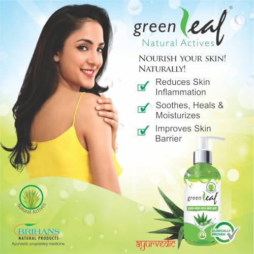 Image of Greenleaf Pure Aloe Vera Skin Gel 190g - Ayurvedic, Natural, Soothing Multipurpose Gel for Face & Body, Non-Greasy.