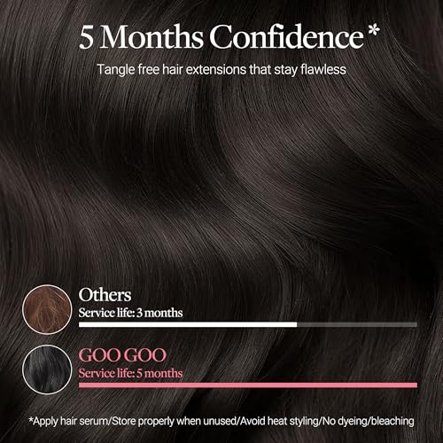 Image of GOO GOO Tape in Hair Extensions, Soft Skin Weft Seamless, Remy Human Hair | Mini Tape Cut to Fit, Easy Install, 16 Inch 40g 10PCS, 2 Dark Brown