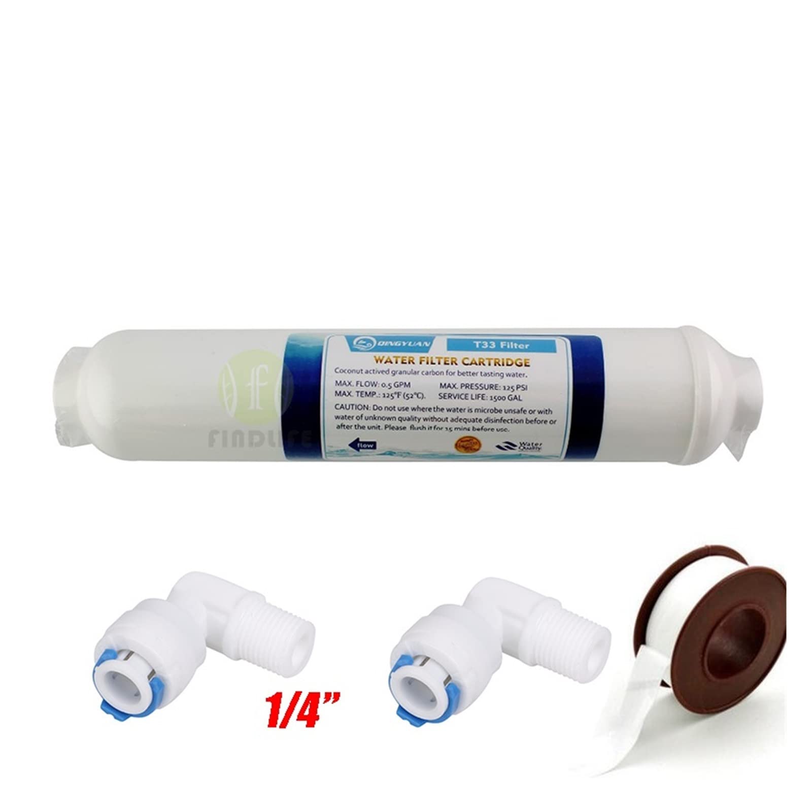 10 Cal T33 z 2 szt. Montażu oczyszczacz wody INLINE COCONUT Carbon Post FILTR WODY 5 mikronów filtr węglowy Bezpieczne materiały(2PCS)