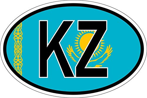 Akachafactory Autocollant Sticker Ovale Oval Drapeau Code Pays KZ Kazakhstan