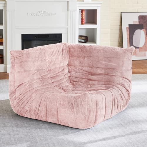 Image of HABUTWAY Giant Bean Bag Chairs Lazy Sofa for Adults,Corner,Pink | Memory Foam Bean Bag Chairs,Fireside Corner Chair,Lazy Floor Corner Sofa for Living Room, Bedroom, Dorm, Office