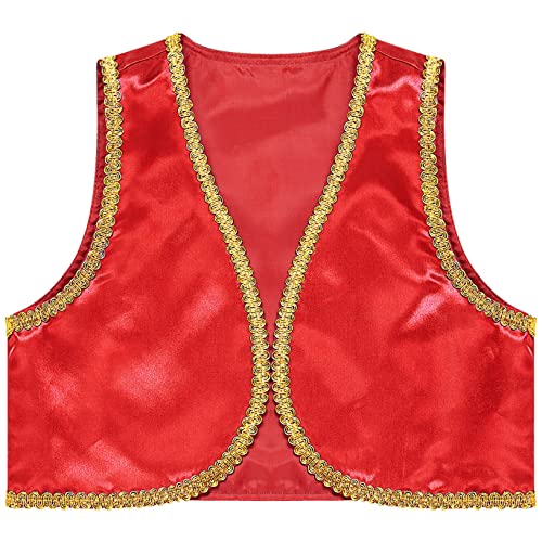 Hularka Kids Boys Arabian Desert Prince Vest Open Front Golden Dressy Waistcoat Carnival Halloween Fancy Outfits3