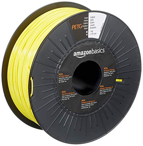 Amazon Basics - Filamento per stampanti 3D, in PETG, 1,75 mm, giallo, 1 kg per bobina