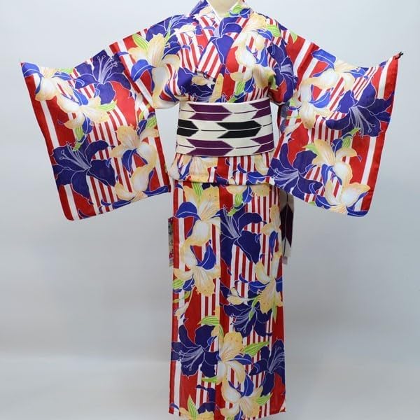 ◆最高級【綿麻浴衣】金魚の品ある涼しゆかた◆着物としても着用可◆古典柄★新品 KIMONOMACHI 浴衣 レディース 大きいサイズ 単品 3L 4L「檸檬 百合