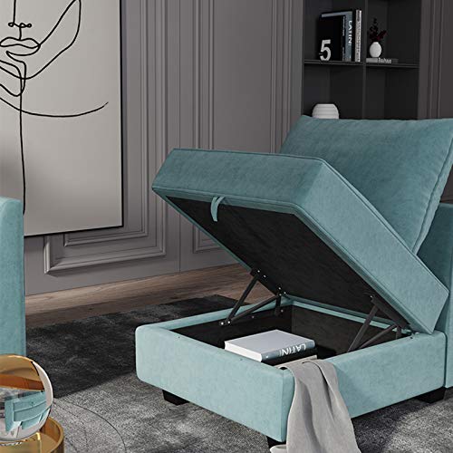 Honbay 102'' Modular Sofa Couch Upholstered Fabric Sofa With Storage Seats 4 Piece Sofa For Living Room, Aqua Blue #TOP4