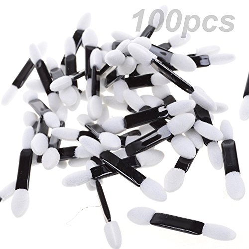 KLOUD City 100 Pcs Double Latex Sponge Tips Disposable Eyeshadow Applicator Brush (100pcs Black)