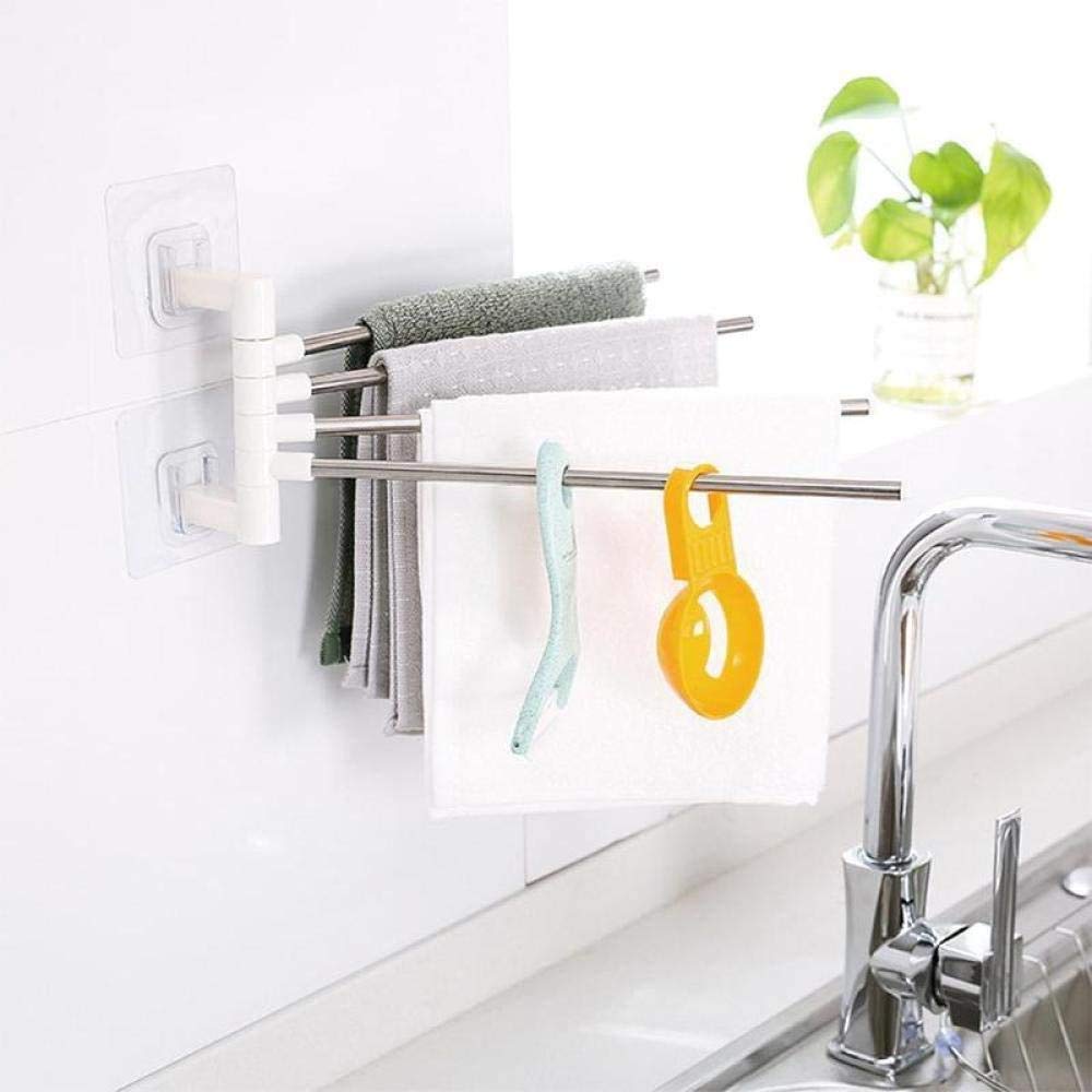 TOONYOS Stainless Steel Wall Mounted Swing Towel Bar Holder- 4-Arm