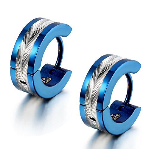 Pendientes masculinos de aro Flongo juego de pendientes de acero en 4 colores 3