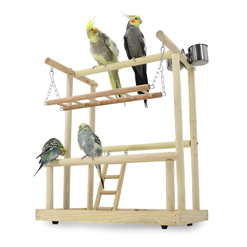 Percha para pájaros Parrot Playstand Bird Playground con Escalera Juguetes Pet Perch Platform y Feeder Cups Life Activity Center