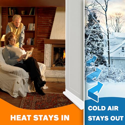 MAXTID Under Door Draft Stoppers 36 Inch White Door Draft Blocker Sound Proof Draft Guard for Bottom of Doors Seal Gap Reduce Noise, Cold Air, Dust, Smoke, Wind/Breeze Underdoorseal Door Sweep