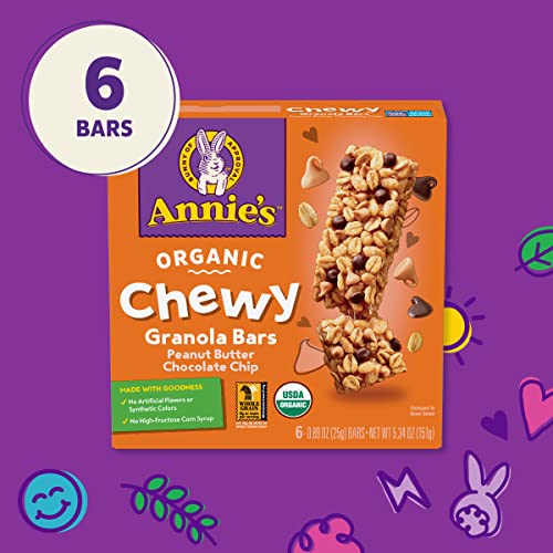 Annie's Organic Chewy Granola Bars Peanut Butter Chocolate Chip, 0.89 Oz, 6 Ct #TOP4
