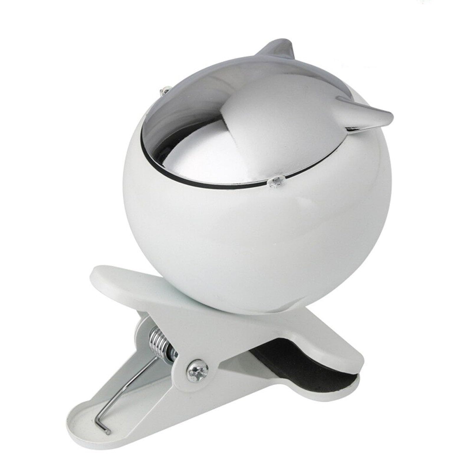 Ashtray With Clip，Stylish And Creative Ash Collector With Lid For Bars，Retro Metal Personalized For Desks And Offices(White)