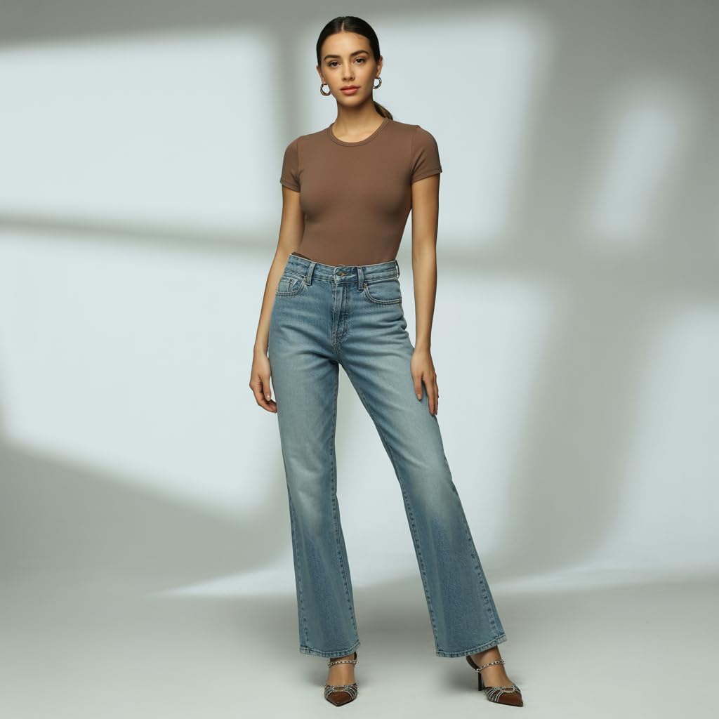 Sol Living Shapewear for Women Tummy Control Bodysuit Body Shaper Tummy Control Seamless Bodysuit Slimming Short Sleeve Top - Image 4