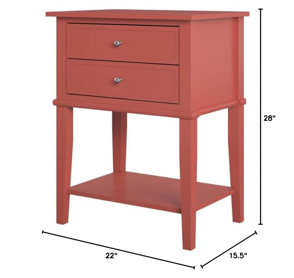 Ameriwood Home Franklin Accent Table with 2 Drawers, Terracotta, 15.5D