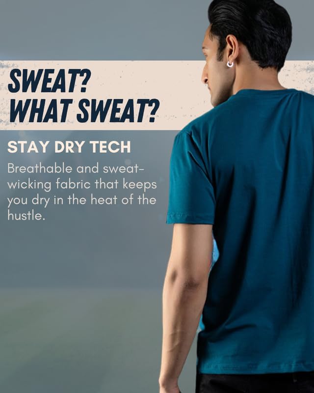 Image of Ghumakkad Cotton Blend Half Sleeve Round Neck Sports T Shirt for Men