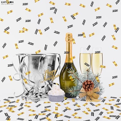 Image of KatchOn, Shiny Black and Gold 2026 Graduation Confetti - Pack of 500 | Graduation 2026 Confetti | Black and Gold Graduation Decorations for 2026 Graduation Decorations, Confetti for Graduation Decor