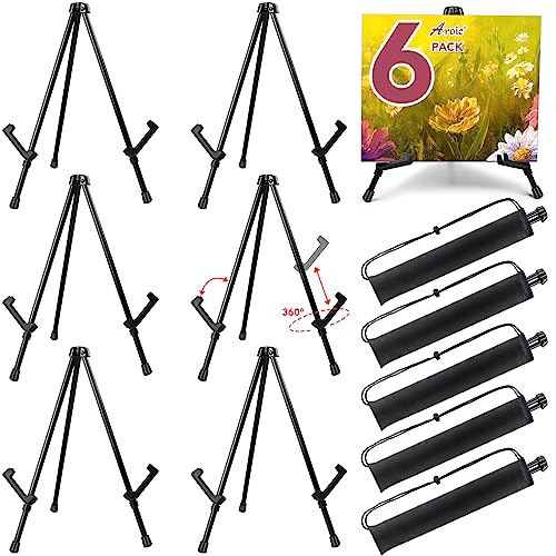 Image of AROIC 6 Pack 14'' Tabletop Easels, Black Steel Table Top Easels for Display | Adjustable Portable Table Top Easel for Paintings, Signs, Posters,Frame Pictures(with 6 Bags)