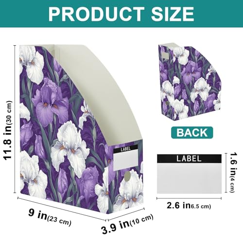 Boîtes de rangement fleurs d'iris violettes et blanches 23x30 cm | Lot de 3