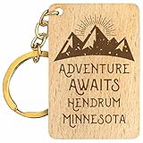 R and R Imports Hendrum Minnesota Souvenir Rectangle Engraved Wooden Keychain Adventure Awaits Single