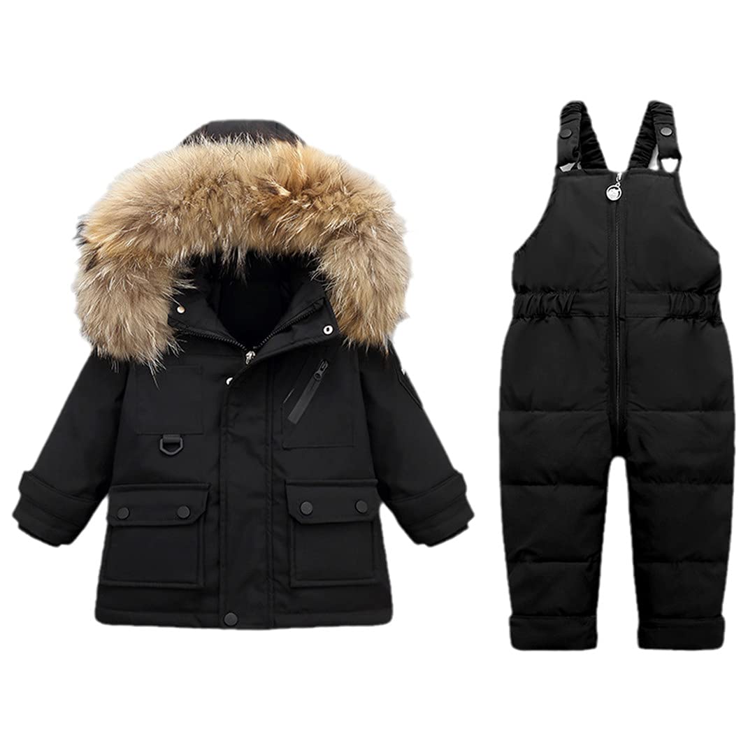 Winter Down Pocket Jacket Baby Toddler Girl Boys Clothes Kids Jumpsuit Children Clothing Sets Thick Fur Infant Snowsuit