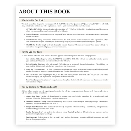 Image of SciAstra IISER PYQs 2017-2025 Book | Fully Solved Previous Year Questions with Video Solutions | (IISER Aptitute Test) IAT Entrance Exam Preparation | ... | All India Rank Predictor | Practice Guide