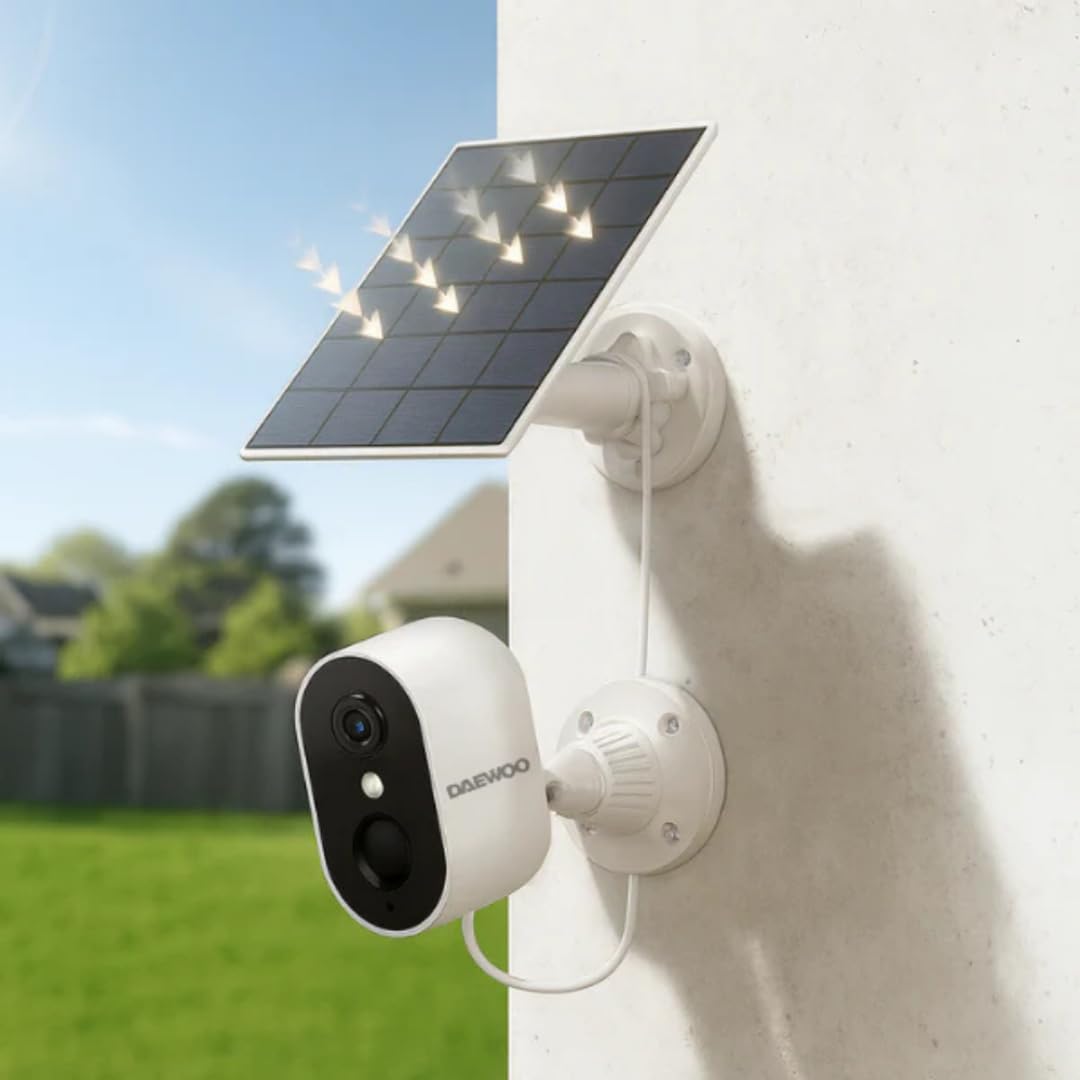 Pack Alarme Maison Connectée Touch Pro – sans Abonnement avec Caméra Intérieure HD, 2 Caméras Extérieures, Sirène Solaire, Détecteur de Fumée, 2 Capteurs de Porte – Alexa & Google Home
