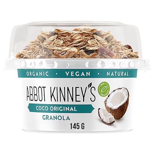 Abbot Kinney's - Postre Vegetal de Coco con Granola Bio - Tarrina de 145 gr - Sin Azúcar Añadido - Alto Contenido en Fibra - Ecológico Sin Gluten - Ideal Para Desayunos, Postres, Salsas y Dipear