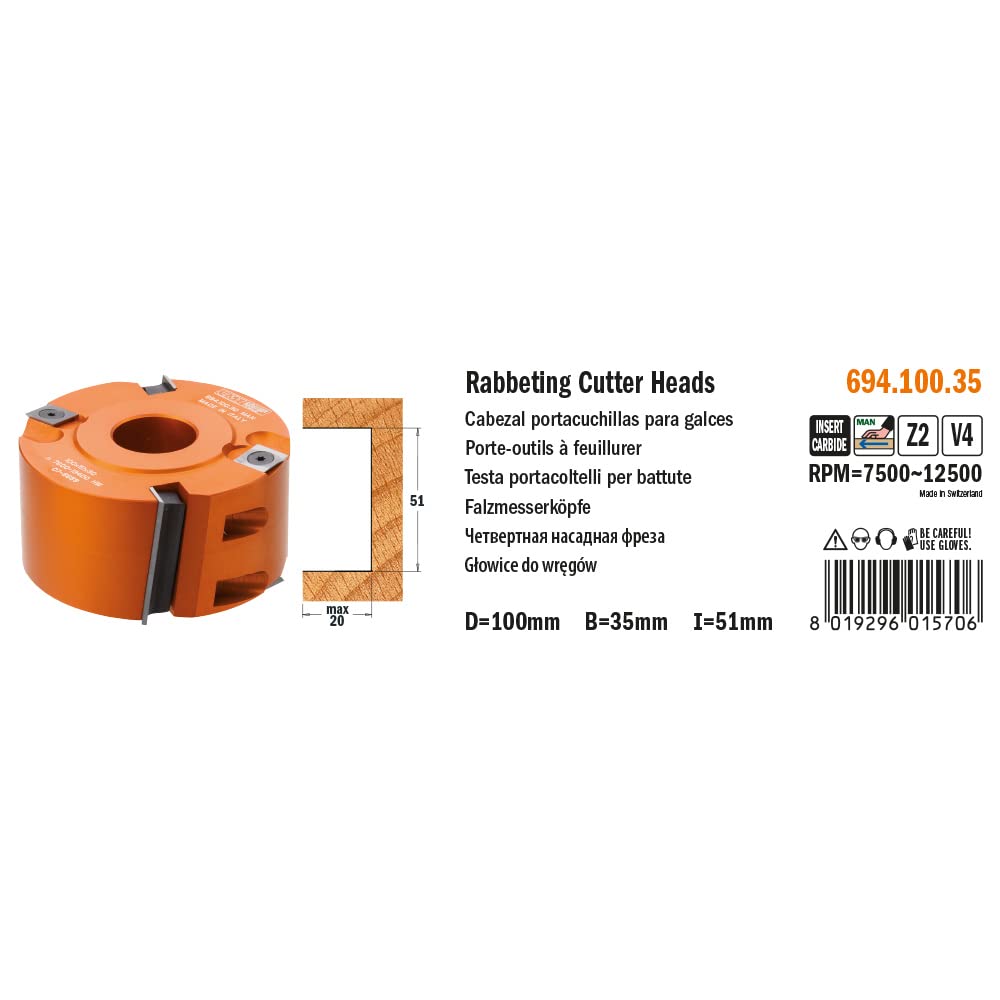 CMT ORANGE TOOLS 694.100.35 Cabezal portacuchillas para galces