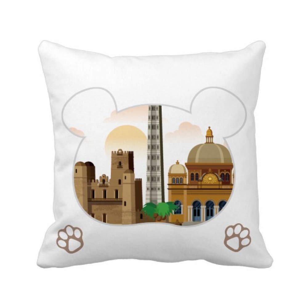 Housse de coussin carrée Ethiopie Bear City Castle pour protéger et embellir vos coussins