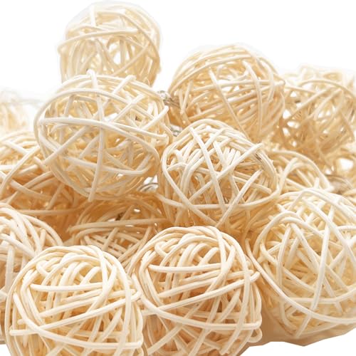Realideas LED-Lichterkette aus Rattan-Kugel, 4 m, 20 LED...