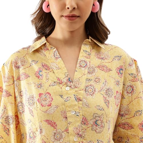 Image of Divena Rayon Cream A-Line Floral Printed Midi Dress