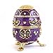 Hand- Painted Rich Purple Vintage Style Faberge Egg with Gold Finish, Rhinestones, Enamel Jewelry Trinket Box